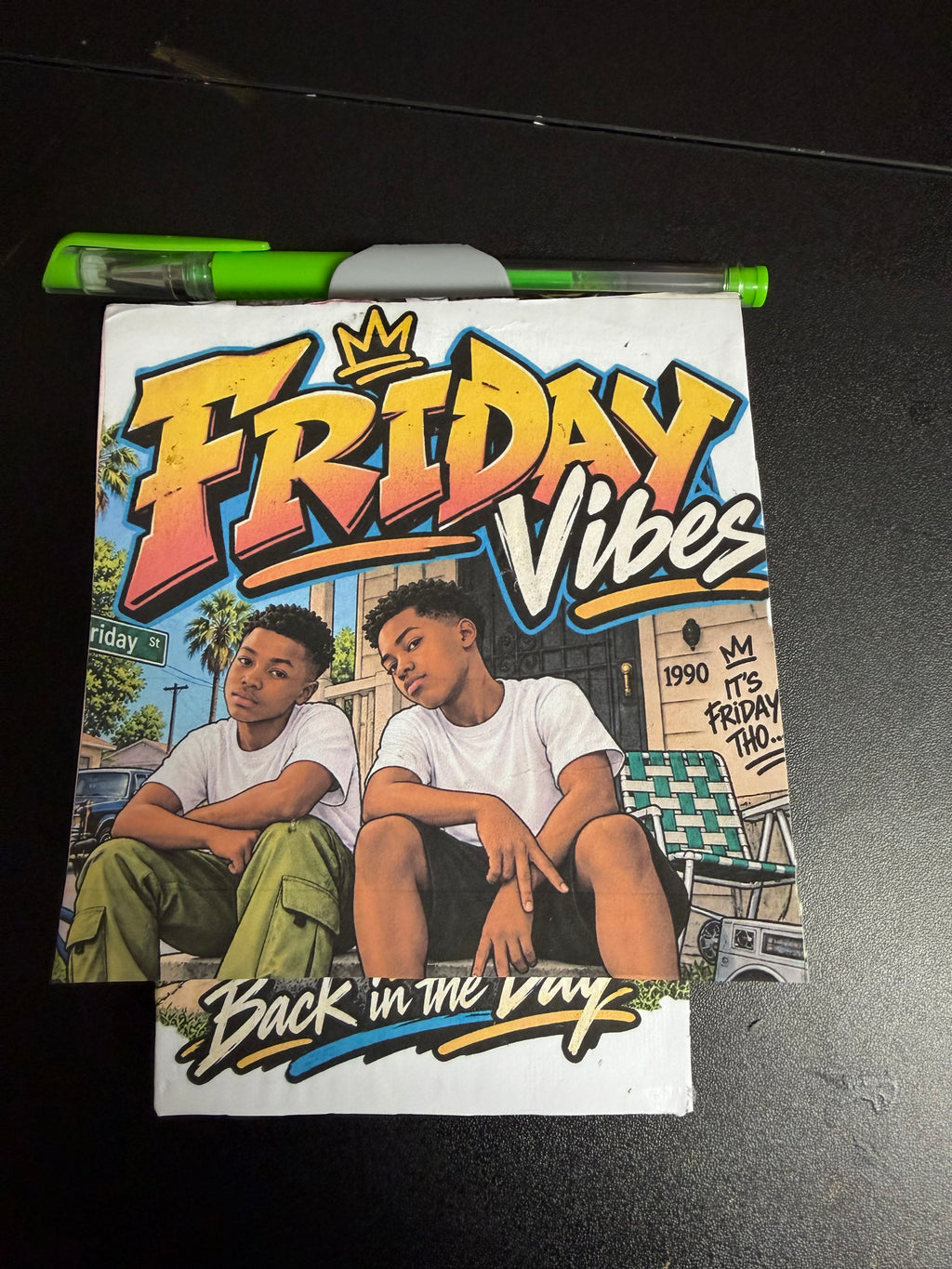 AppleScript “Friday Vibes” Desk Planner Station