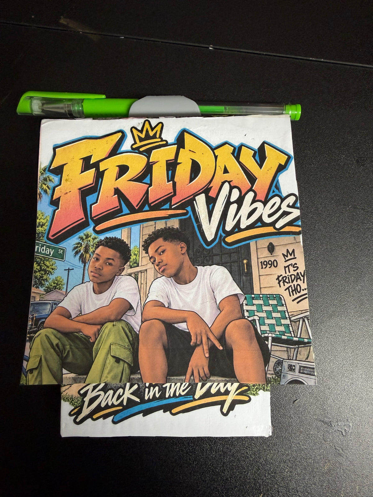 AppleScript “Friday Vibes” Desk Planner Station