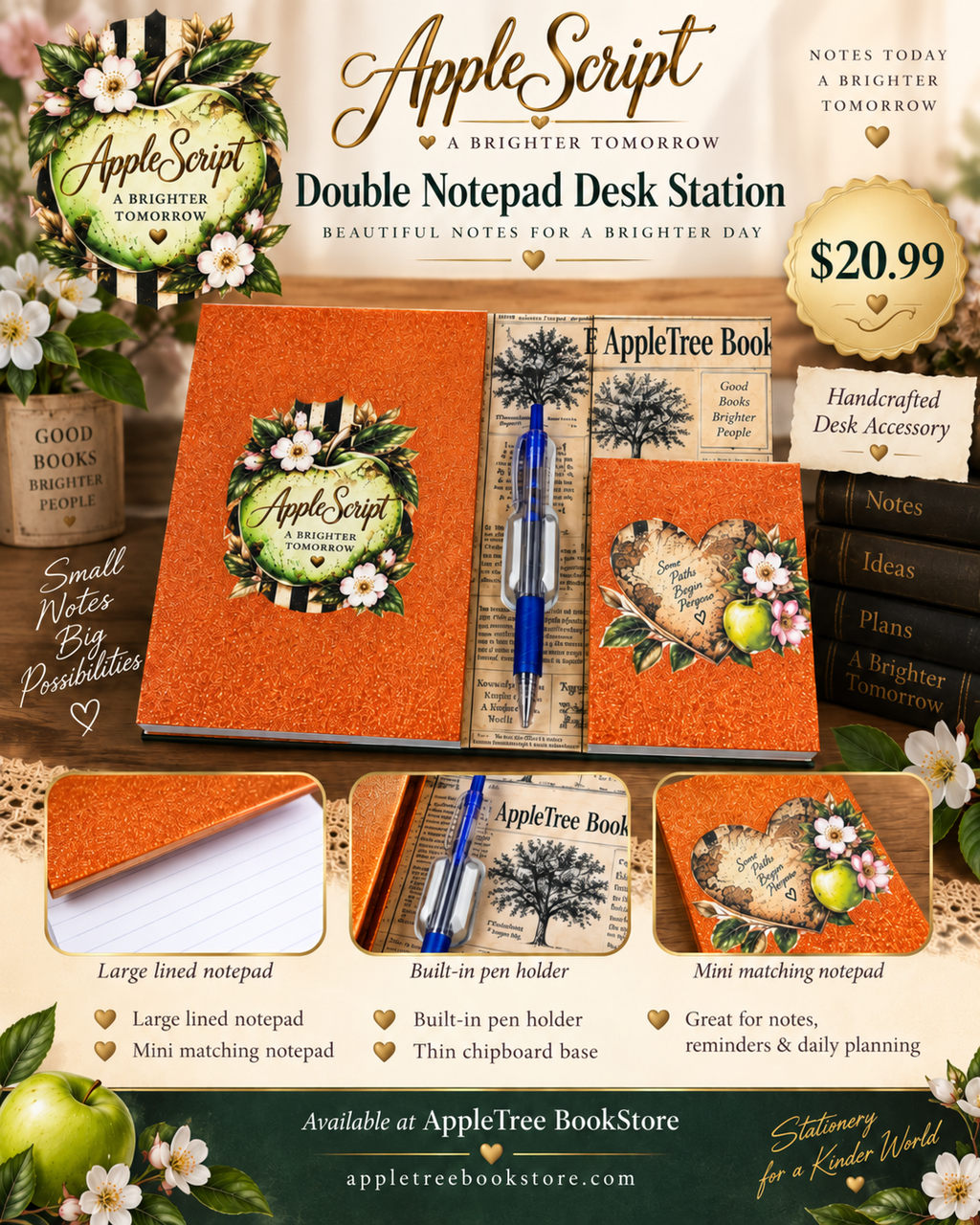 AppleScript A Brighter Tomorrow Double Notepad Desk Station